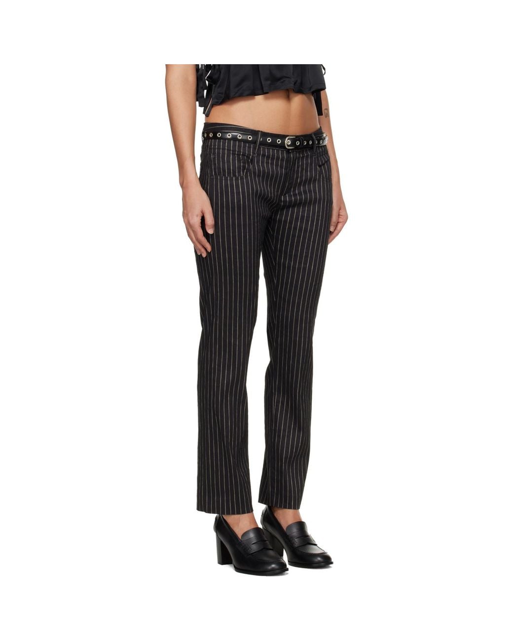 R13 Black Tailored Boy Straight Trousers