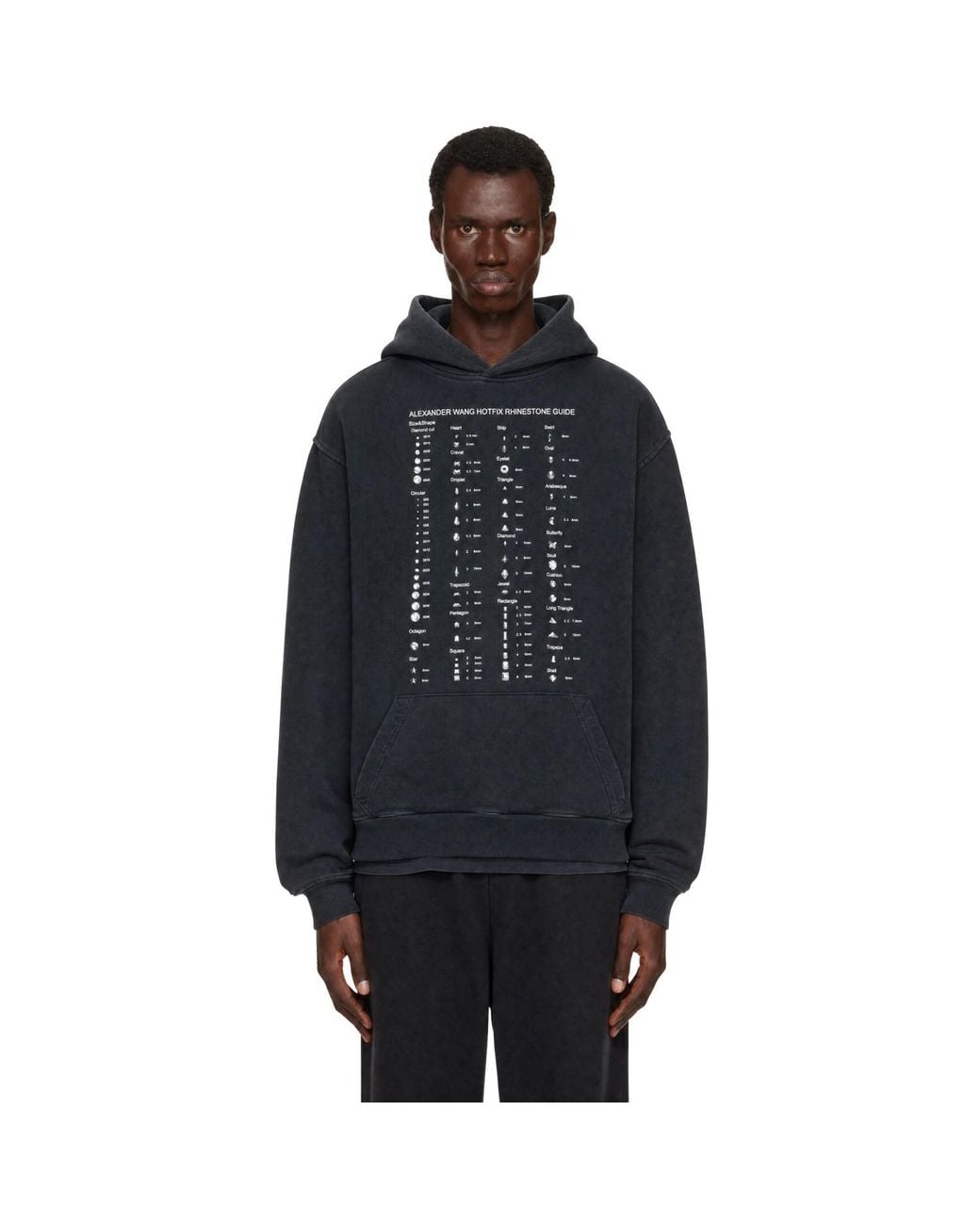 Alexander Wang Black Hotfix Card Graphic Hoodie for men