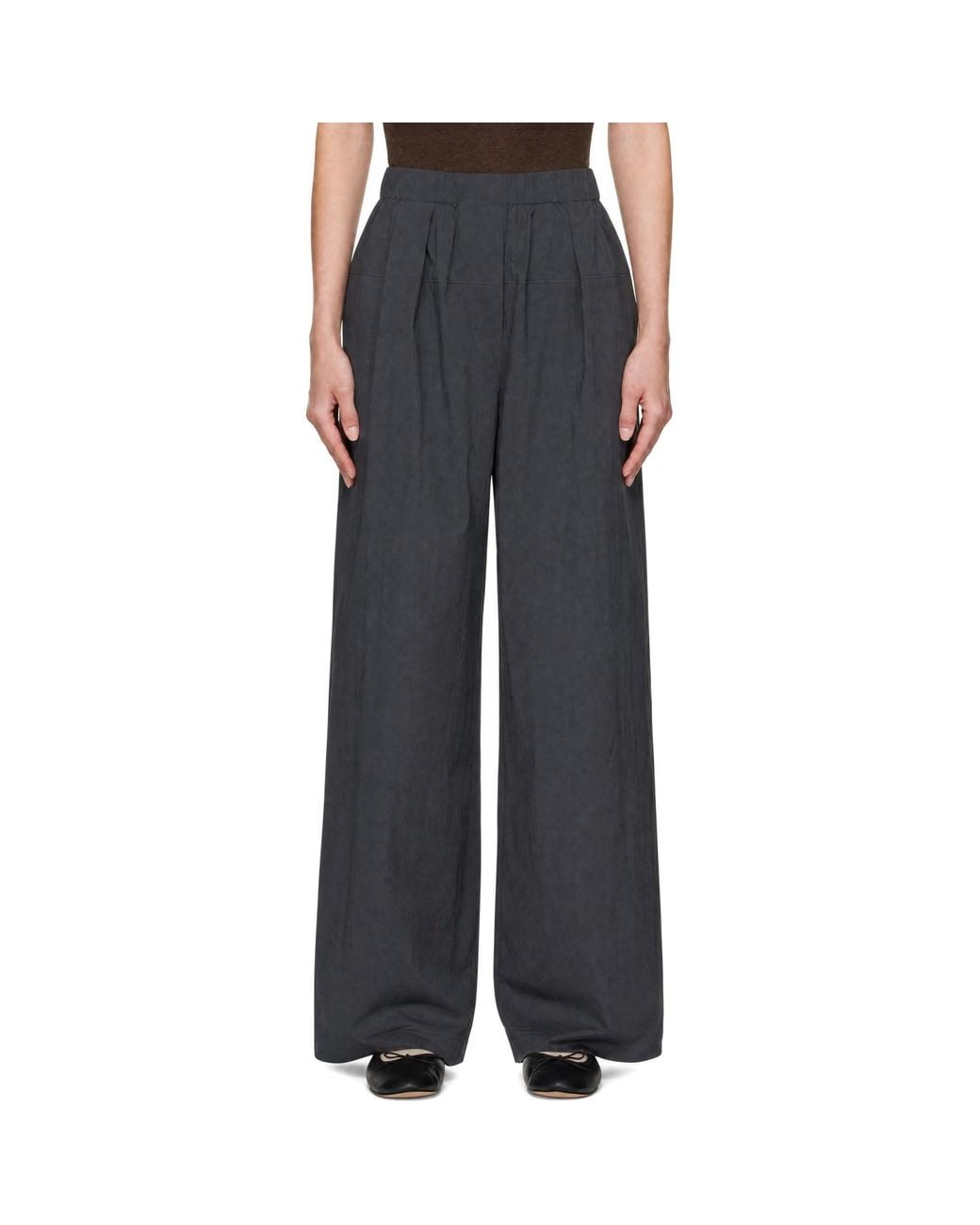 St. Agni Black Relaxed Pleat Trousers