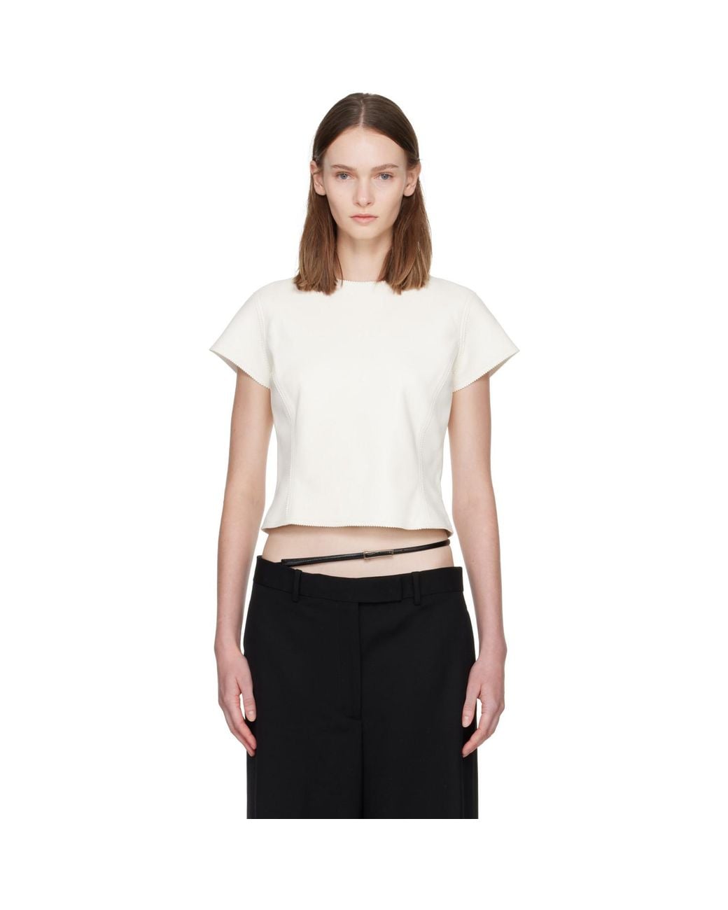 Tom Ford White Off- Lightweight Guanteria Fitted Lambskin T-Shirt