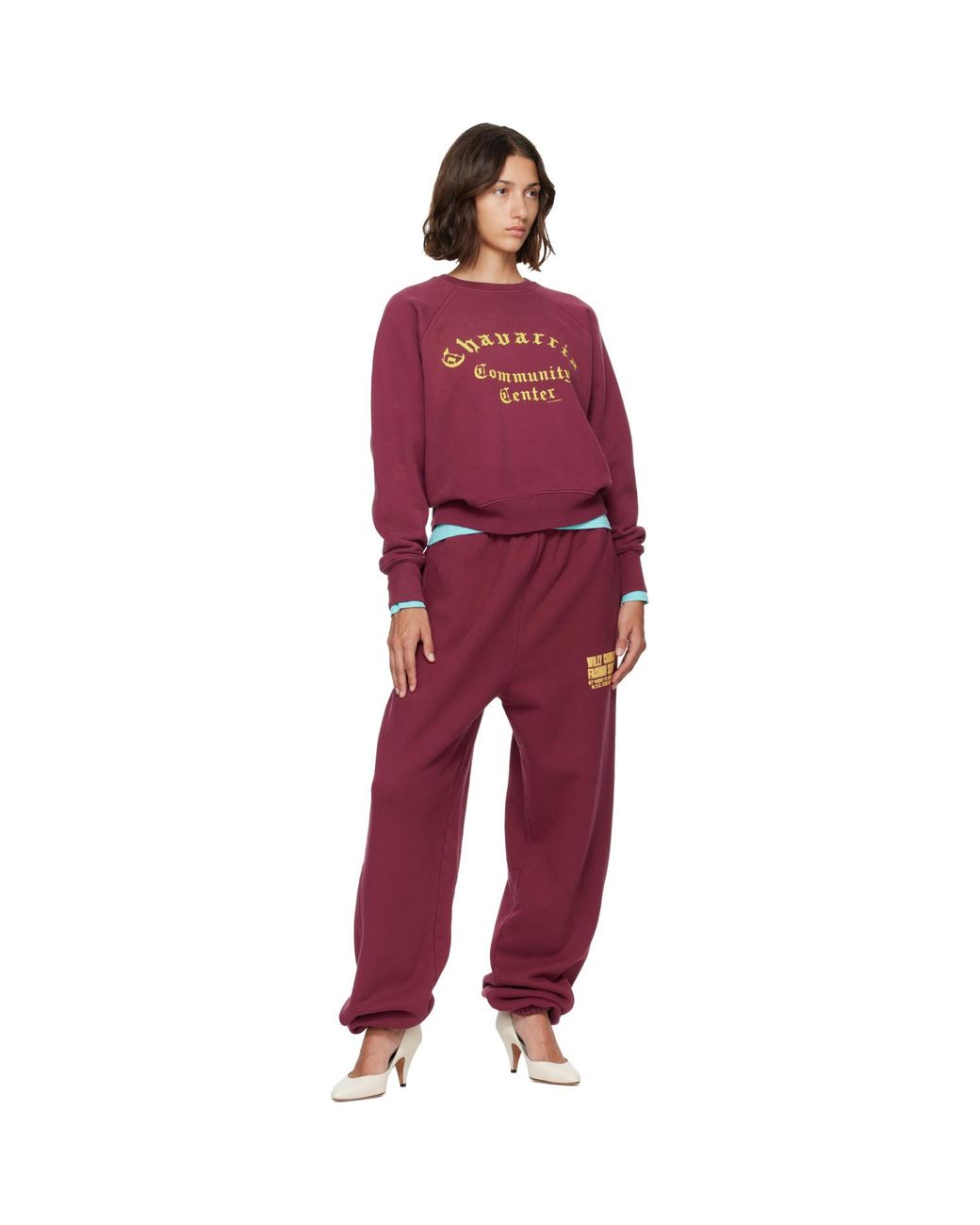 Willy Chavarria Red Burgundy 'Community Center' Raglan Sweatshirt