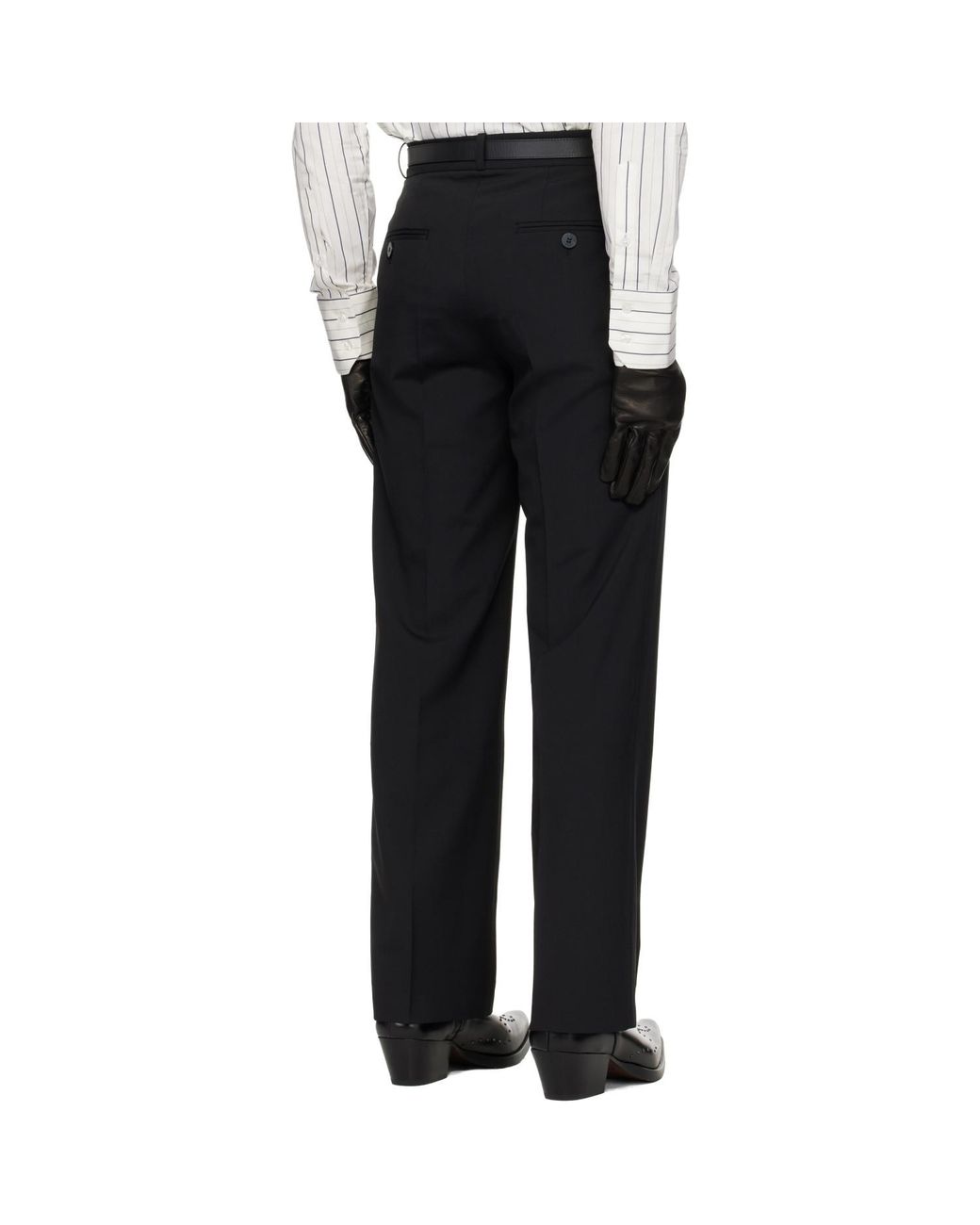 Ernest W. Baker Black Pleated Straight Fit Trousers for men