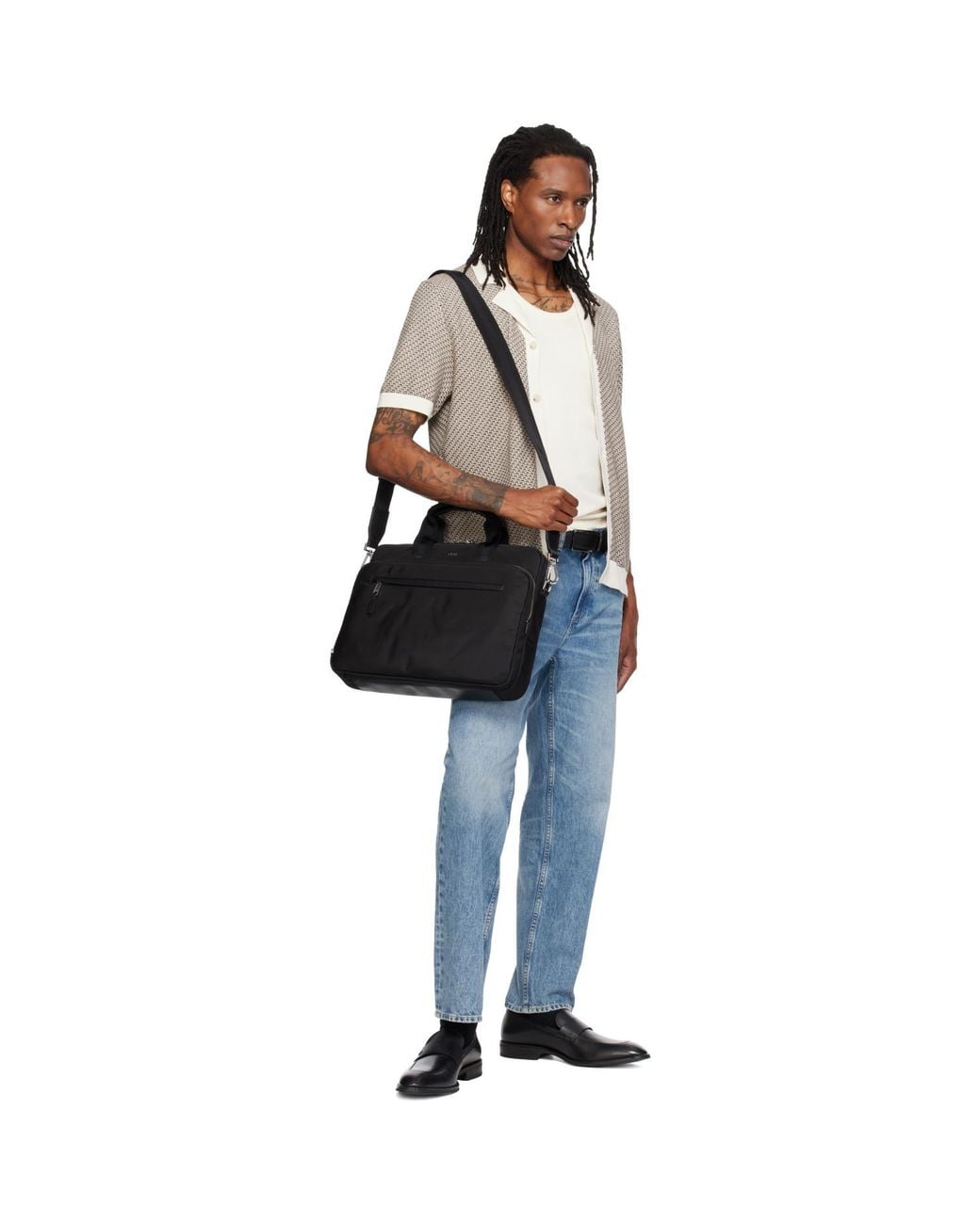 Boss Black Removable Shoulder Strap Document Briefcase for men