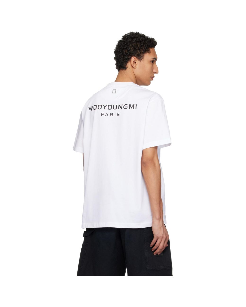 Wooyoungmi White Cotton Back Logo T-Shirt for men