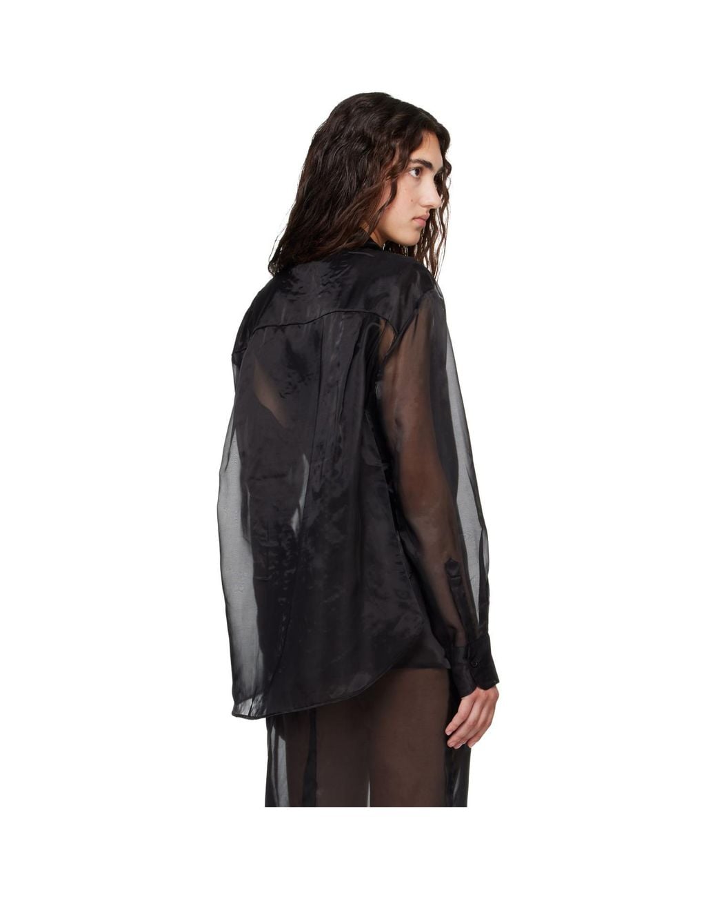 Frankie Shop Black Peri Sheer Shirt