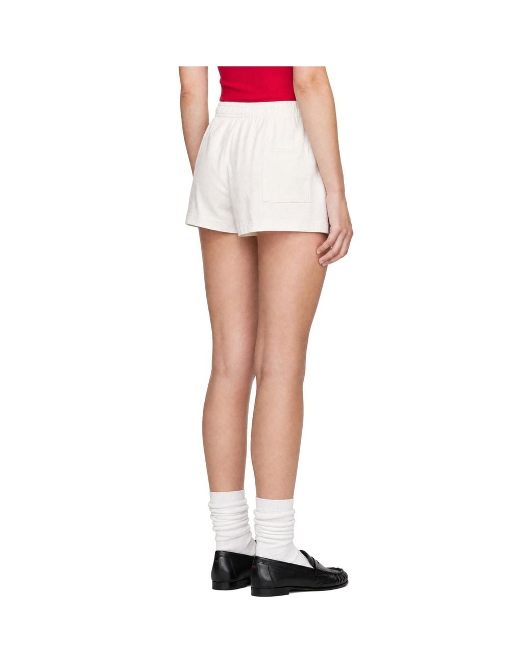Sporty & Rich White Off- 'Sr Sport' Embroidered Disco Shorts