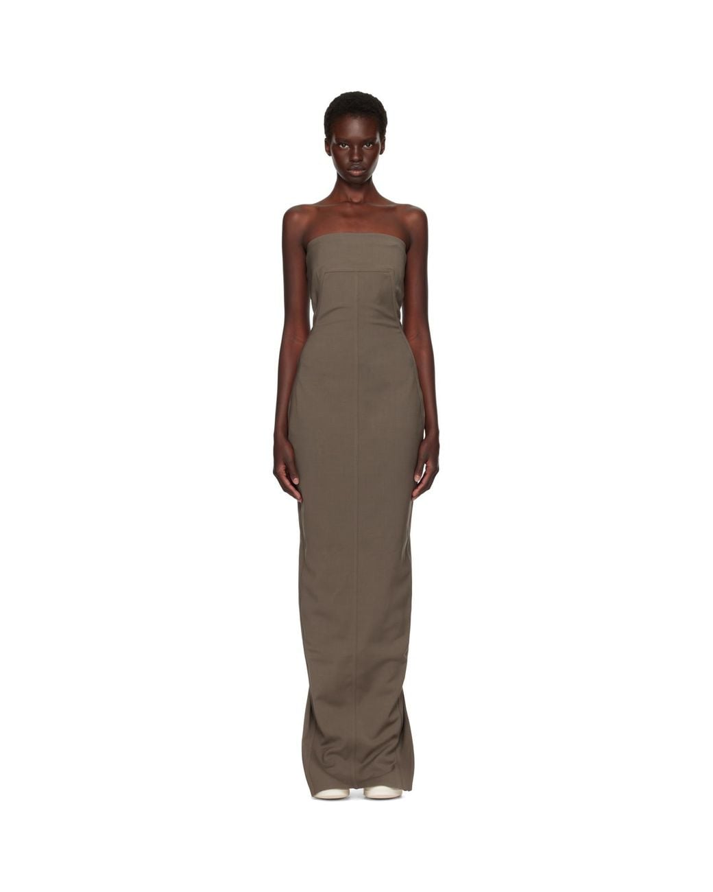 Rick Owens Brown Tower Bustier Maxi Dress