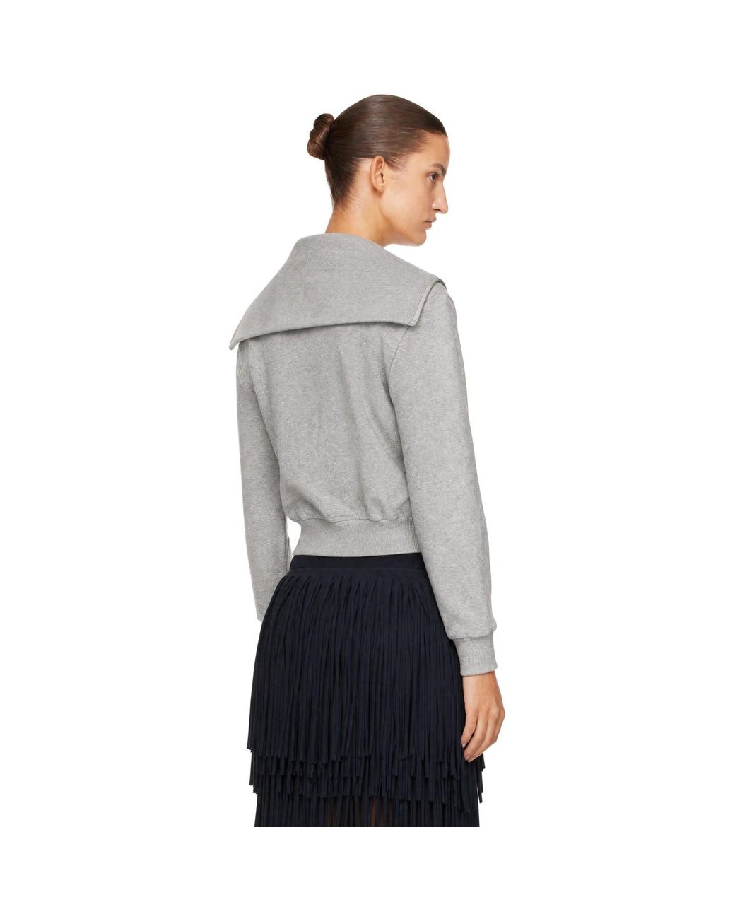 Abra Gray Zipped Up Neck Cardigan