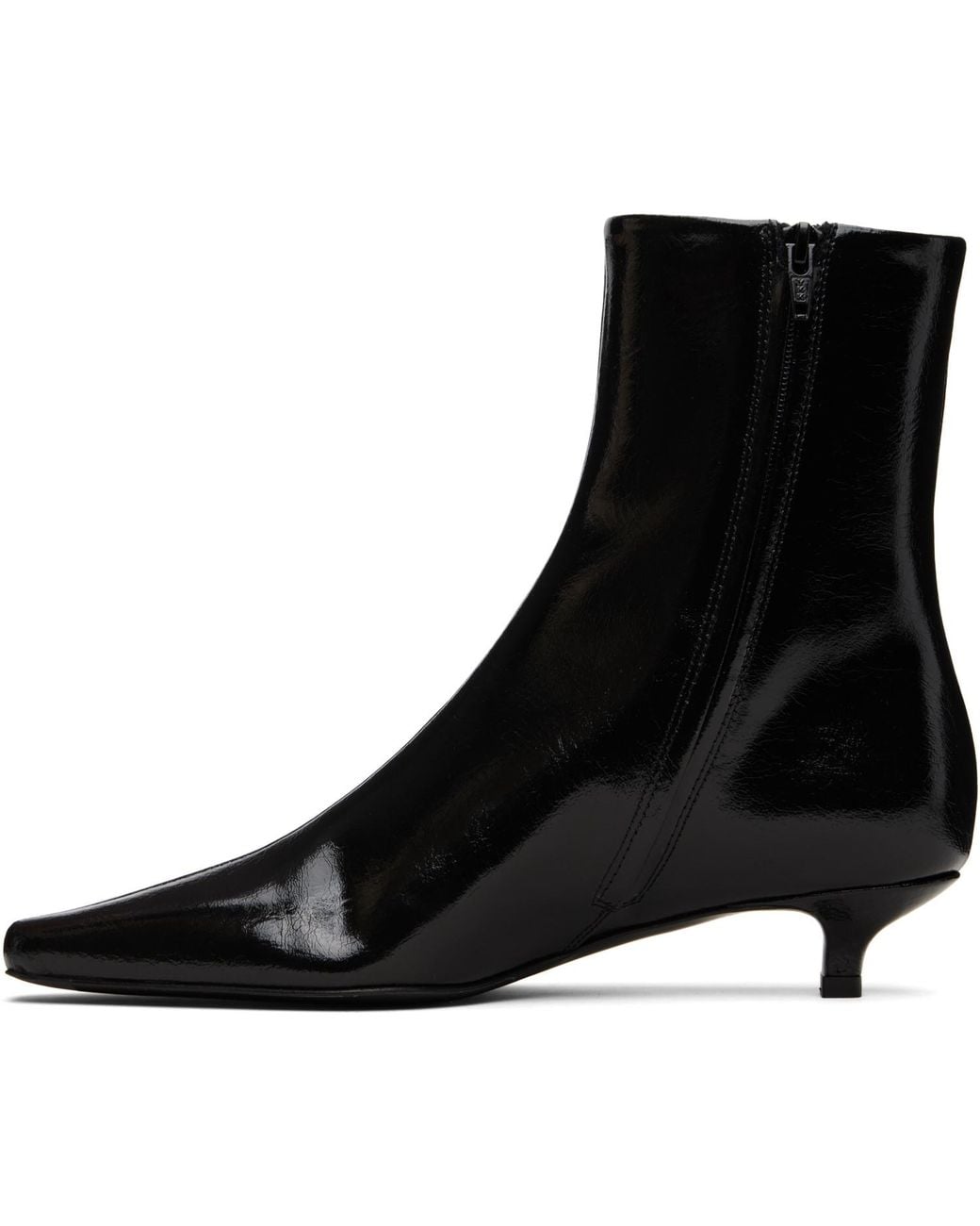 Totême Black Slim Naplack Ankle Boots