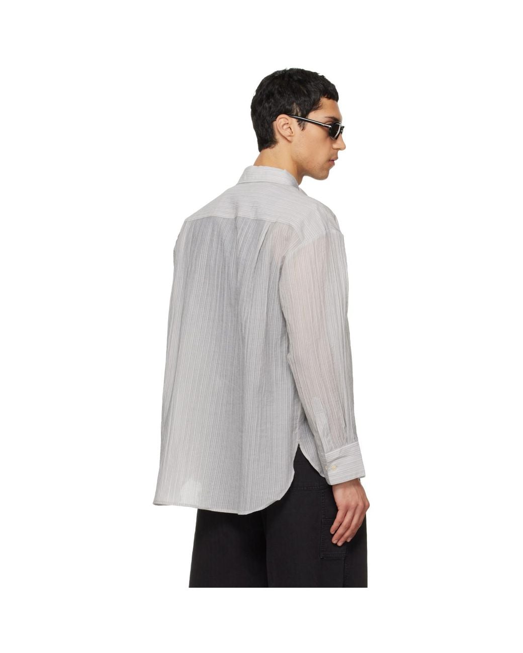 TONYWACK Black Lyocell Oversized Stripe Shirt for men
