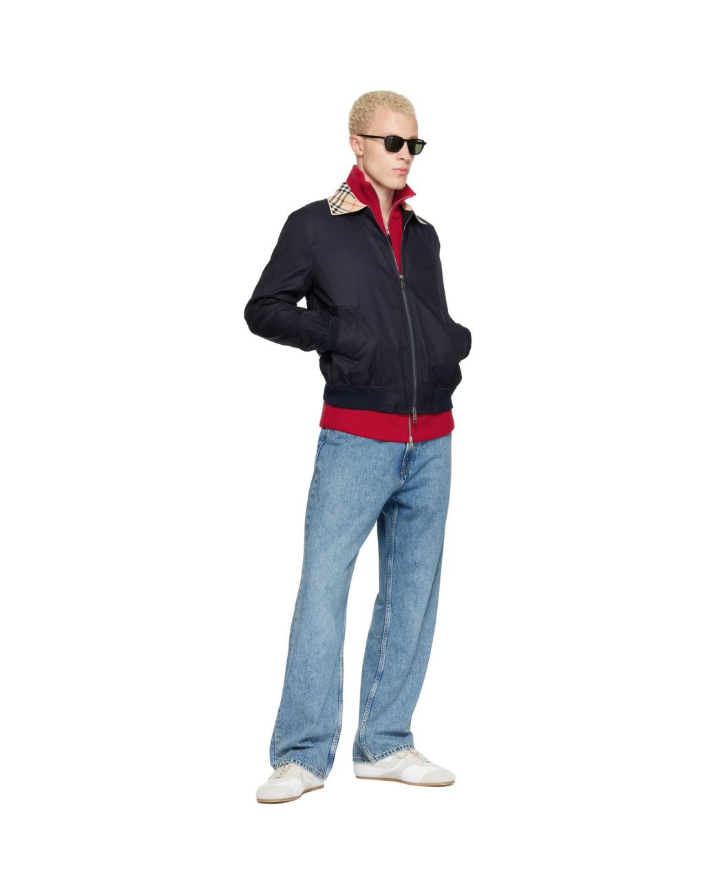 Burberry Blue Gabardine Glenfields Harrington Jacket for men