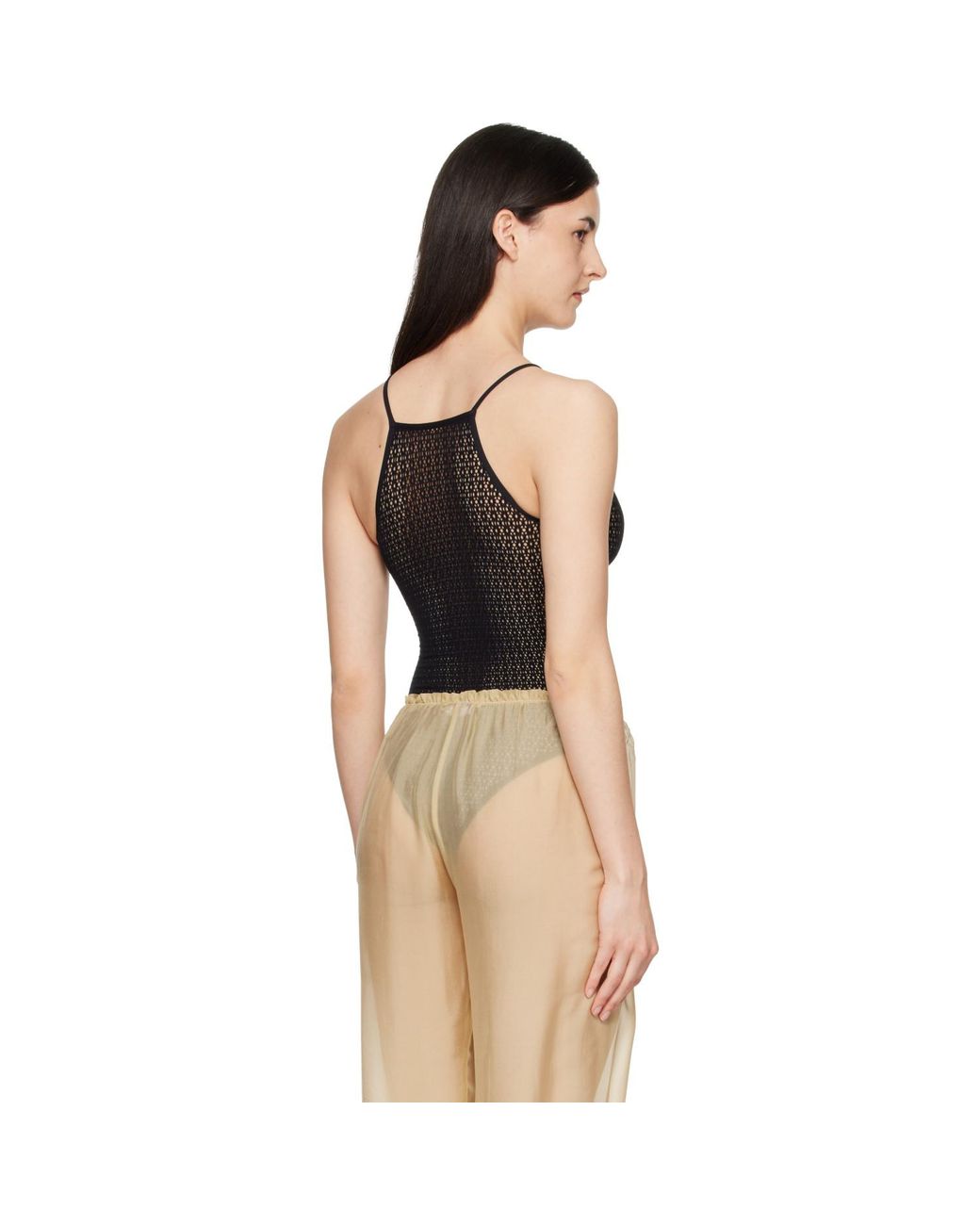 Wolford Black Daisy Net Bodysuit