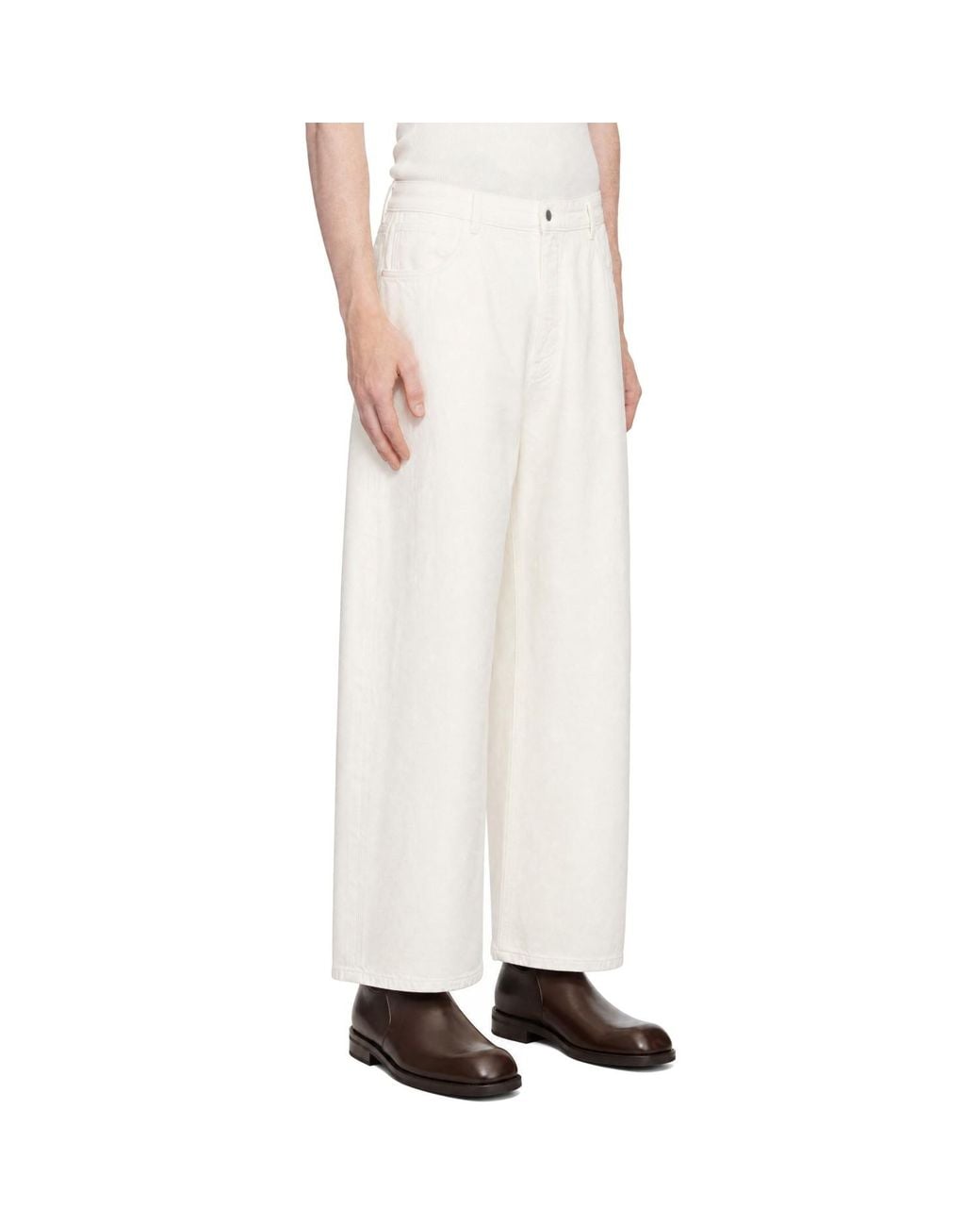 Studio Nicholson White Off- Paolo Wide Leg Jeans for men