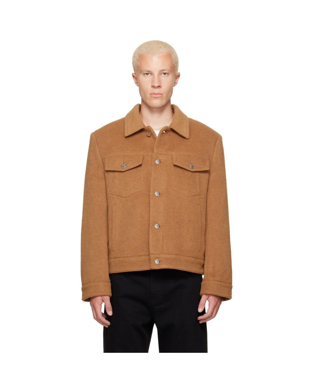 Helmut Lang Brown Tan Wool Trucker Jacket for men