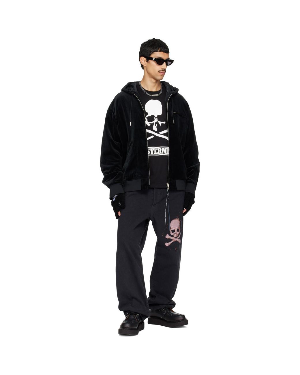 Mastermind Japan Black Mj Velveteen Hooded Work Jacket for men