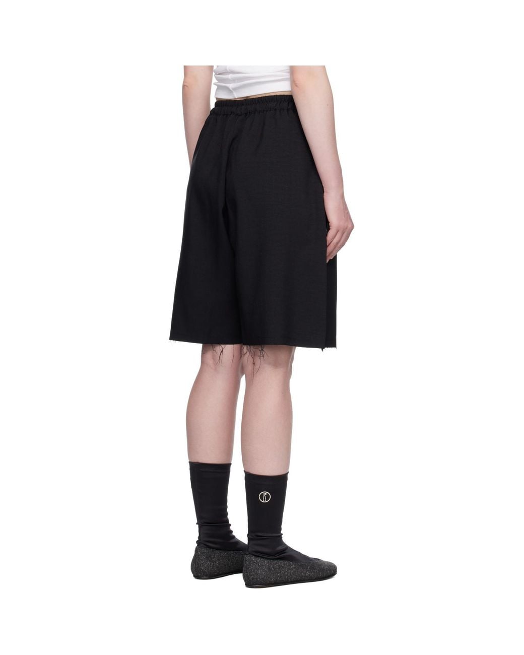 Y-3 Black Sport Uniform Raw Cut 3 Stripes Shorts