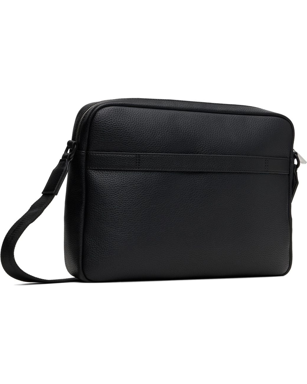 Boss Black Faux-Leather Messenger Bag for men