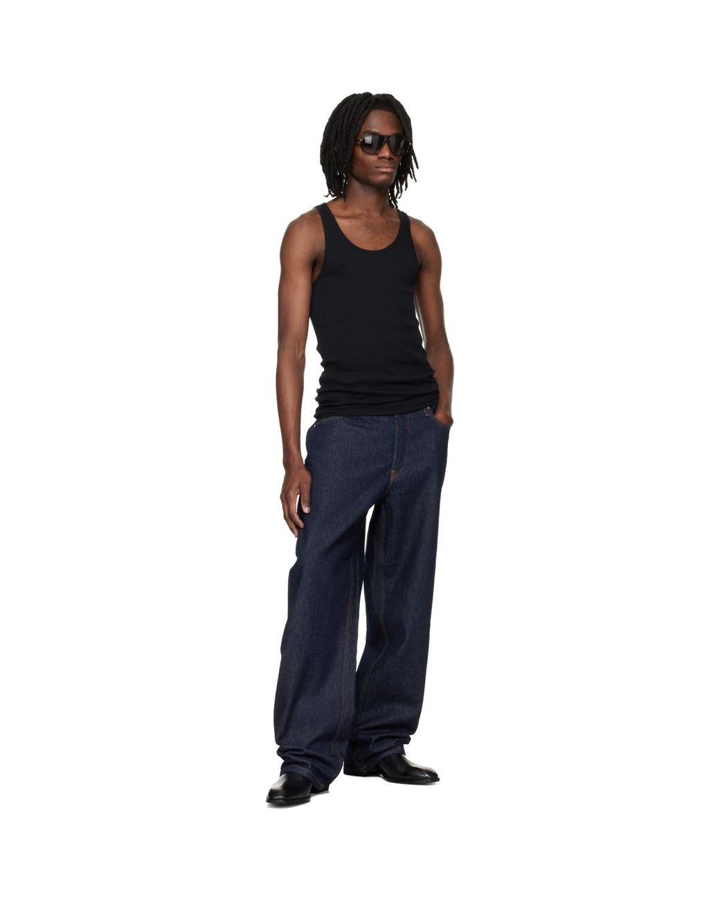 Tom Ford Black Cotton Modal Rib Tank Top for men