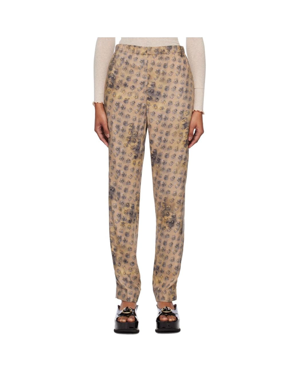 Acne Natural Beige Floral Trousers