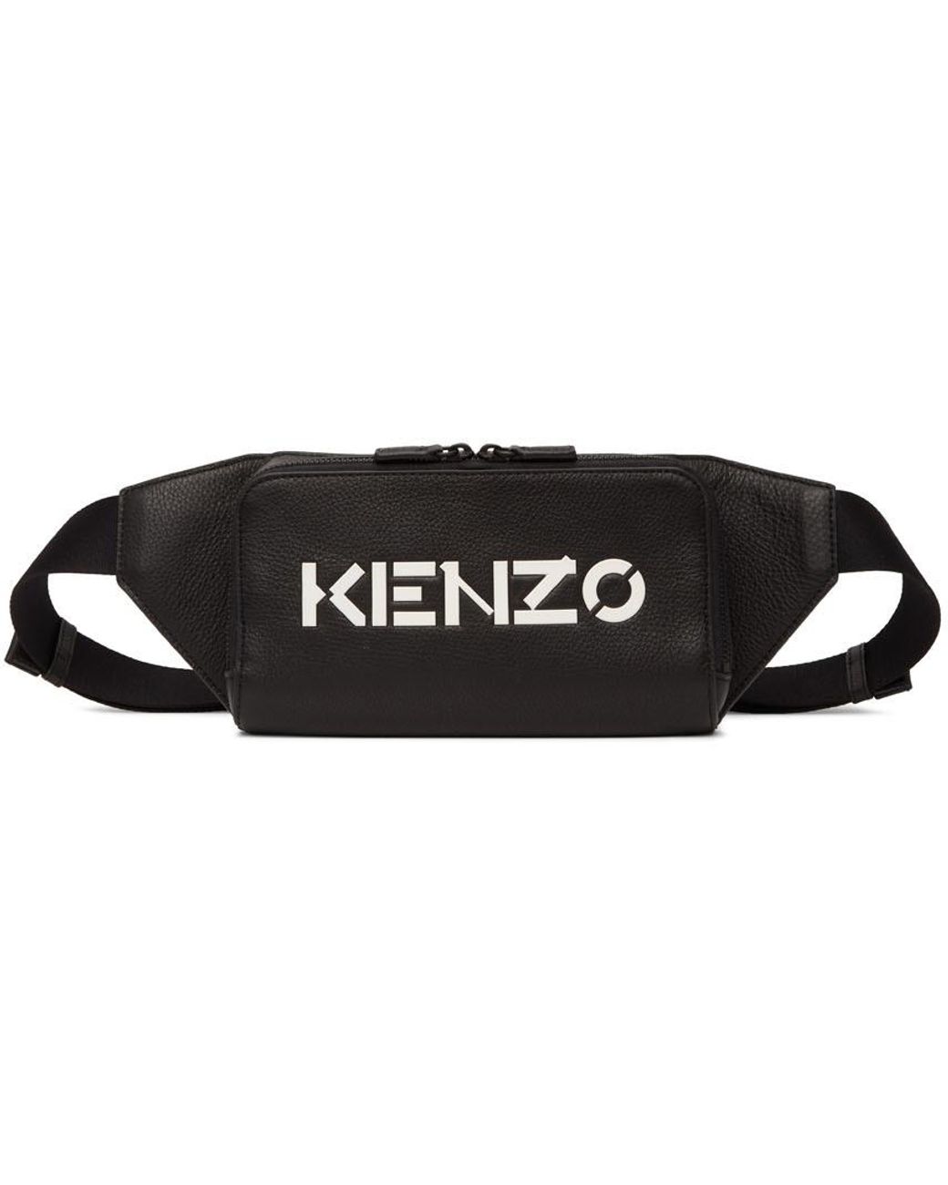 KENZO Leather Black Logo Belt Bag for Men | Lyst