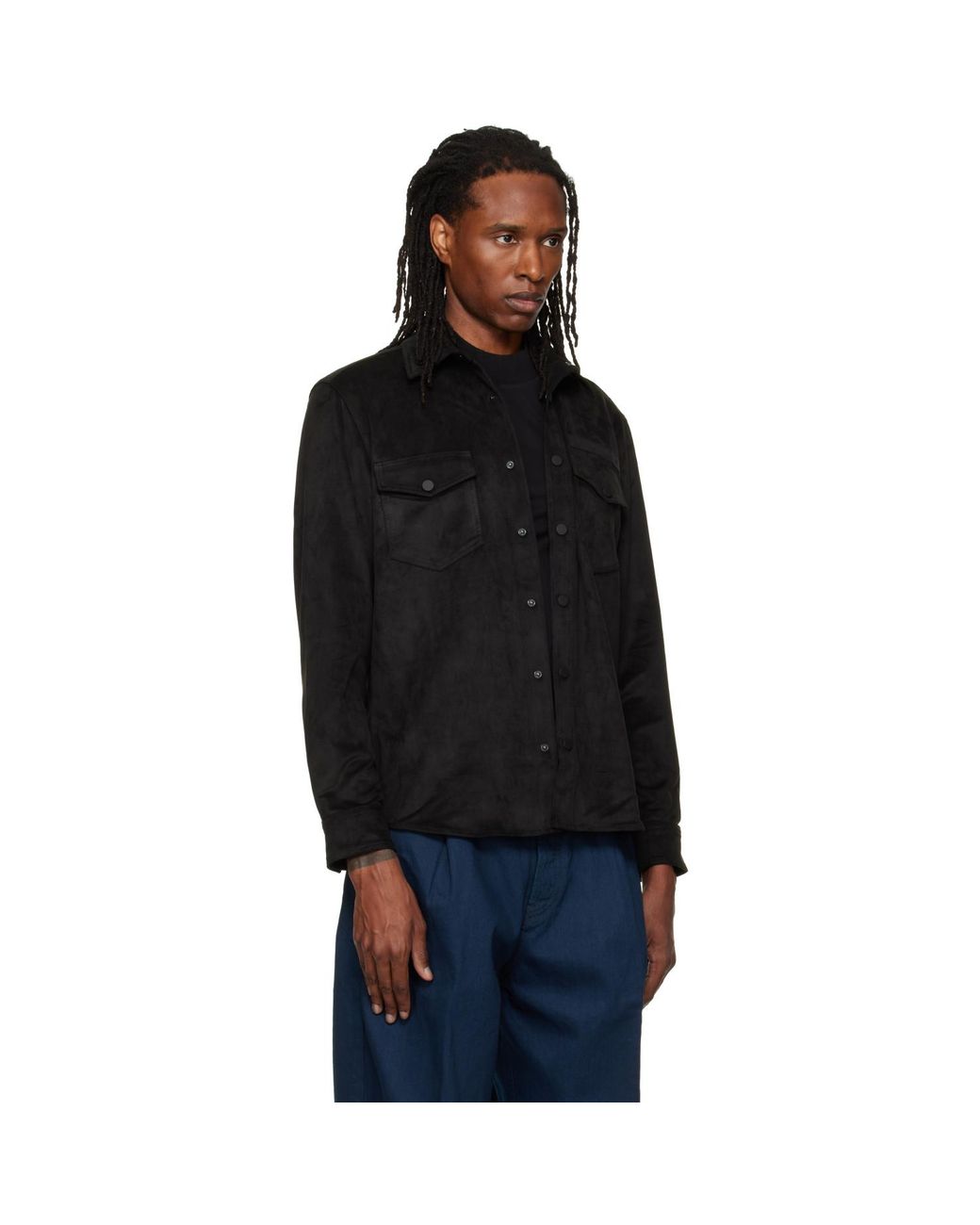 HUGO Black Oversized-Fit Embroidered Logo Shirt for men