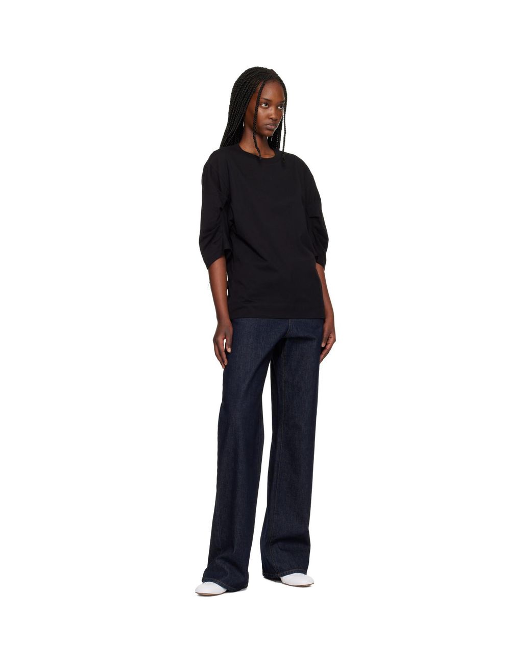 Dries Van Noten Black Pleated Sleeve T-Shirt