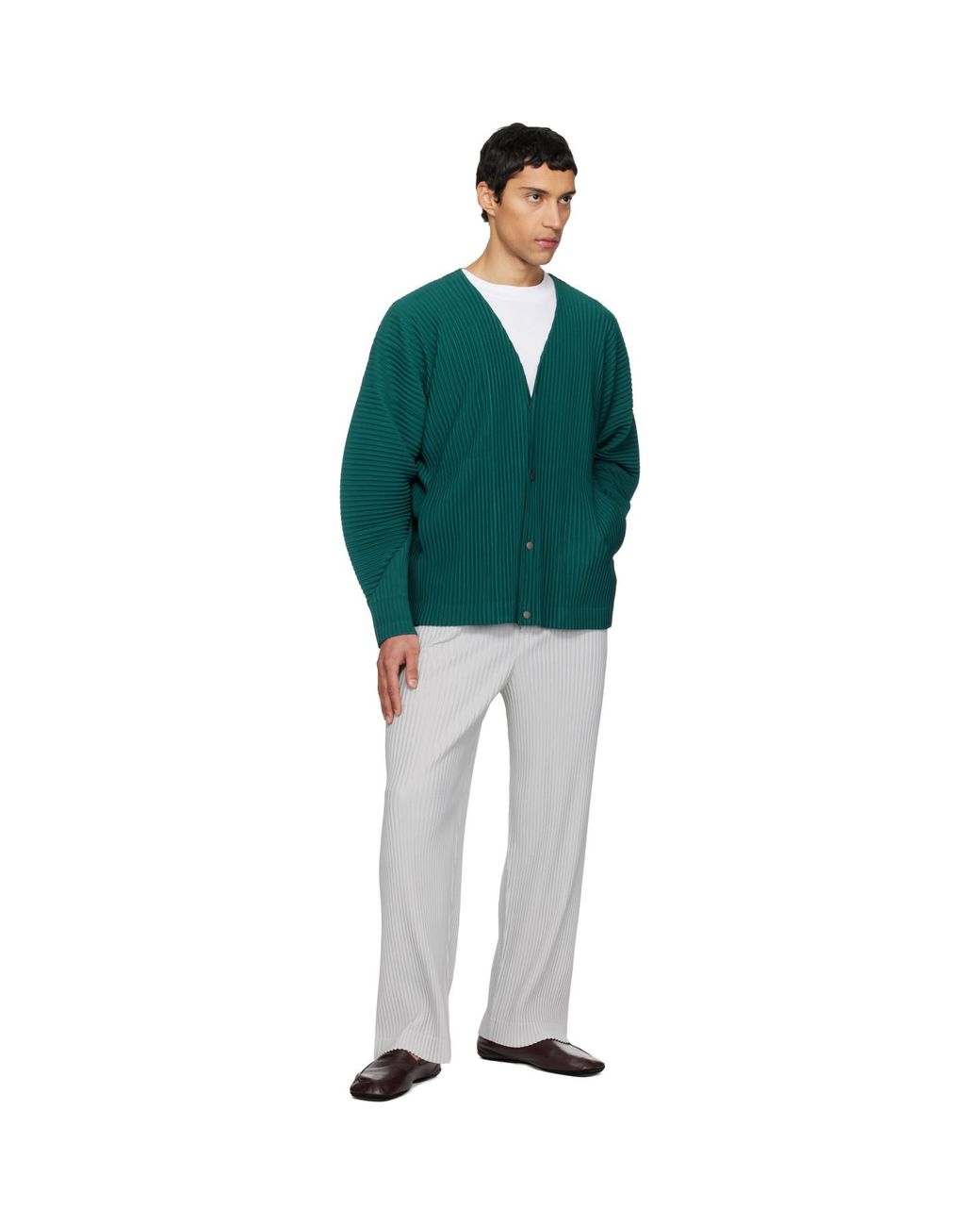 Homme Plissé Issey Miyake Green Color Pleats 1 Cardigan for men