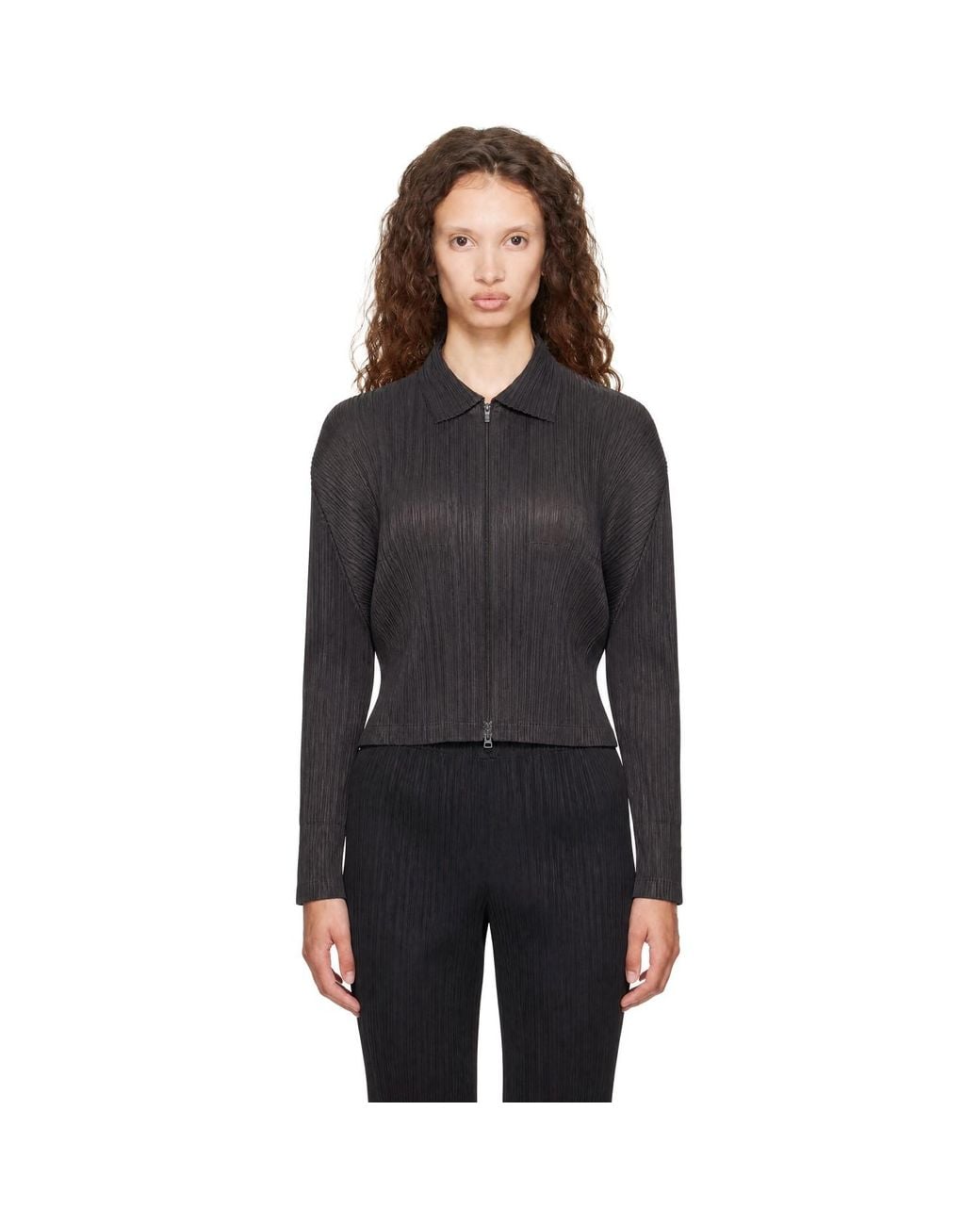Pleats Please Issey Miyake Black Monthly Colors August Cardigan