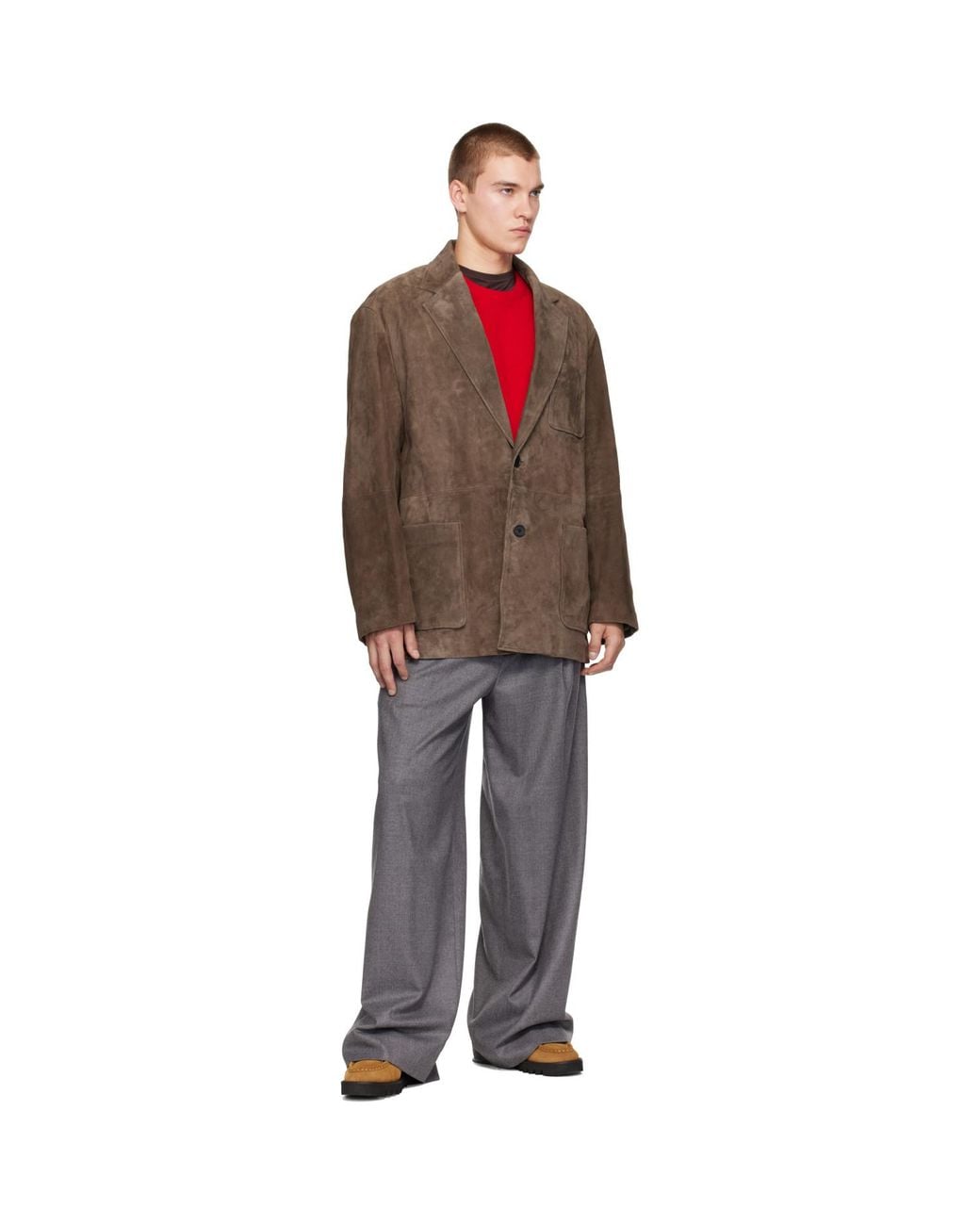 Ssstein Brown Goat Suede Blazer for men