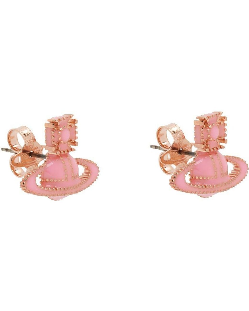 Vivienne Westwood Pink Rose Gold Amanda Bas Relief Earrings in