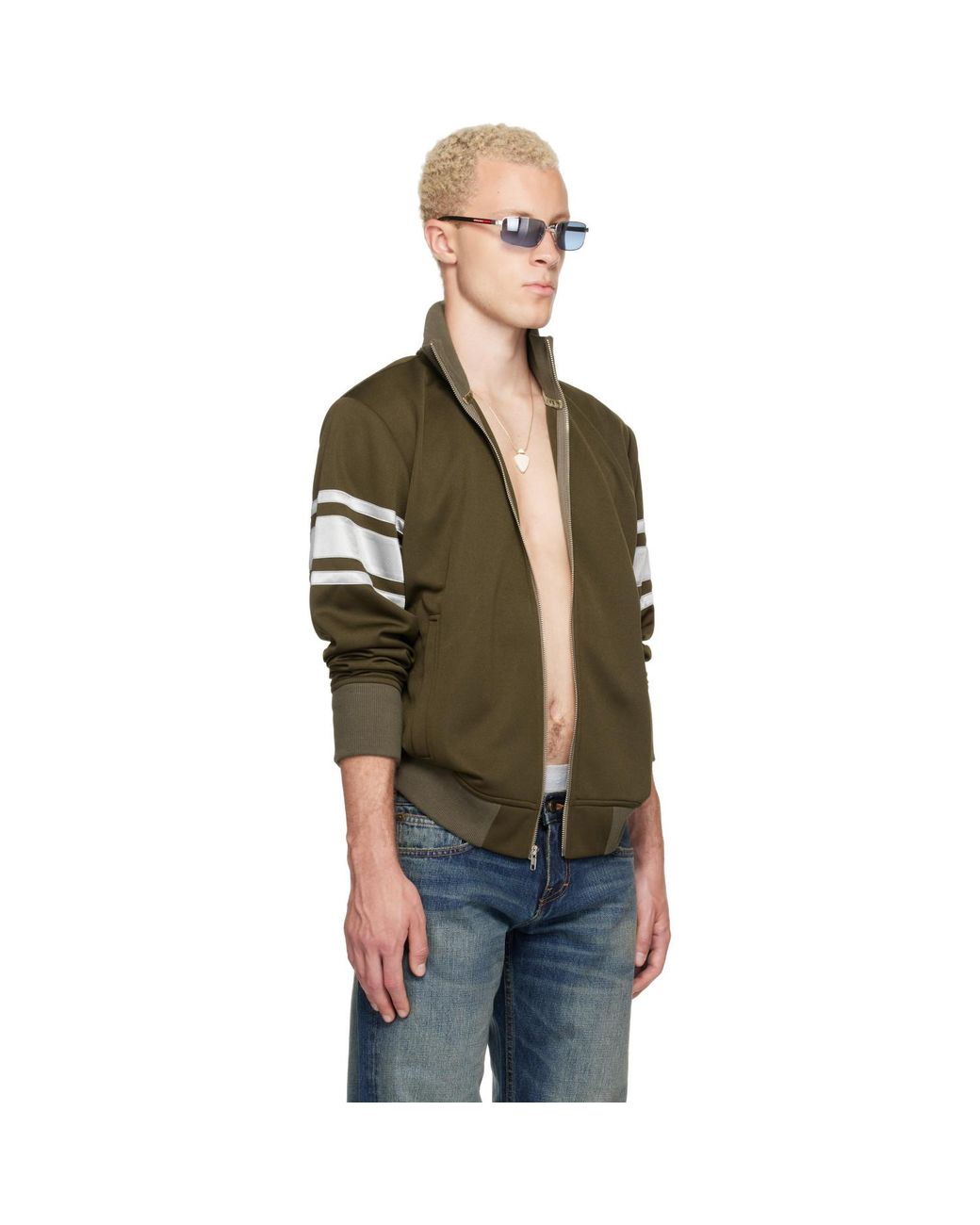 Raimundo Langlois Green Khaki Track Jacket for men
