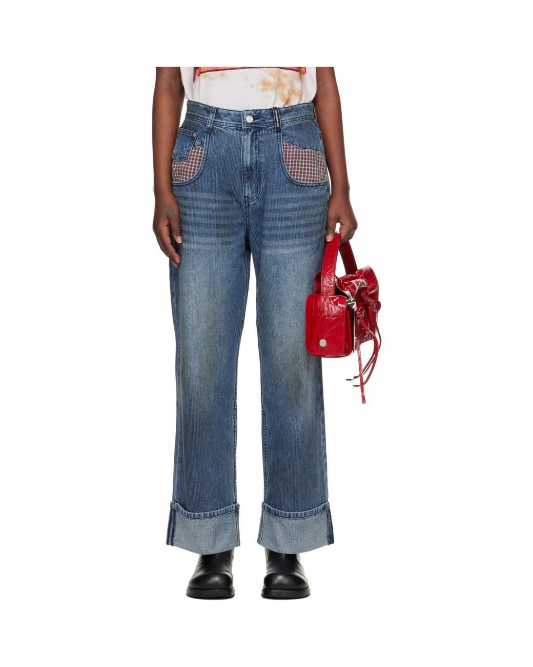 ANDERSSON BELL Blue Oil Washed Rolled Up Jeans