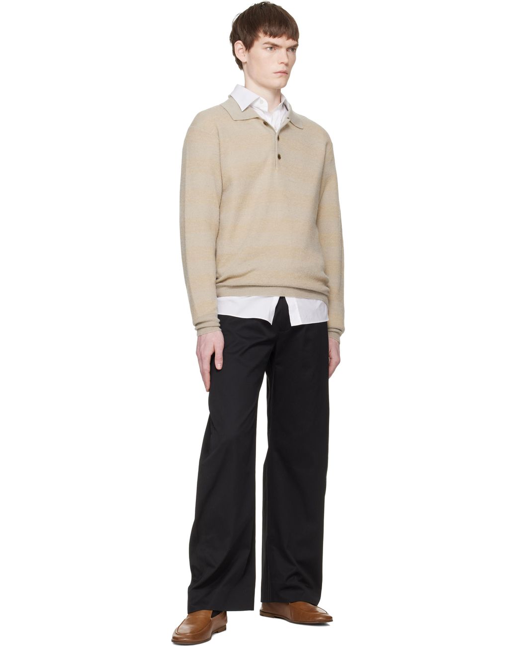 Ssstein Black Cotton Satin Round Trousers for men