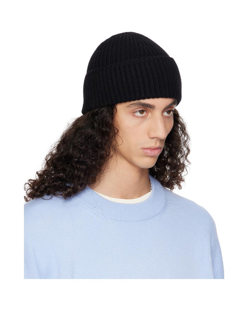 YACAIA Blue Y-0004 Merino & Cashmere Beanie for men