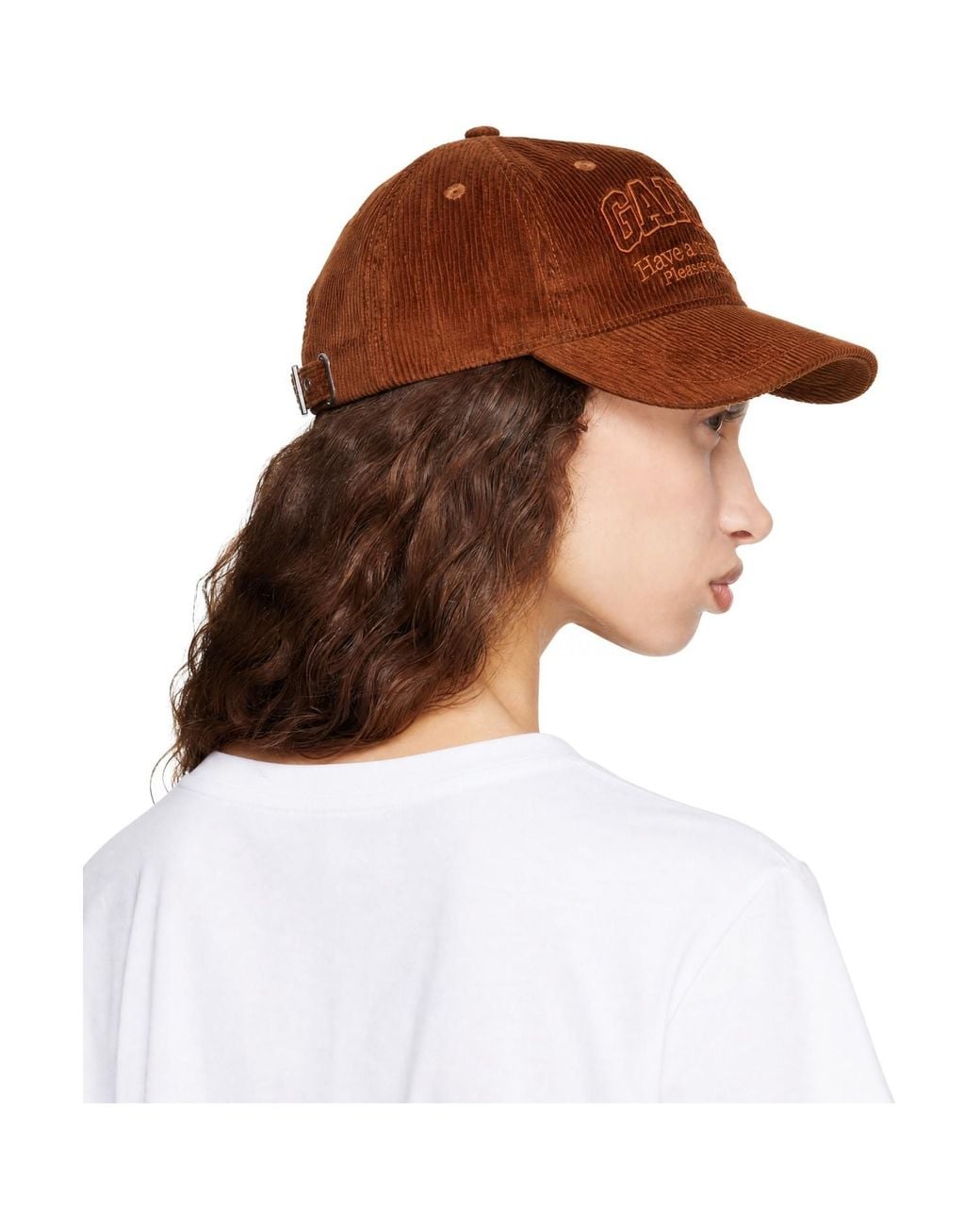 Ganni Brown Corduroy Cap
