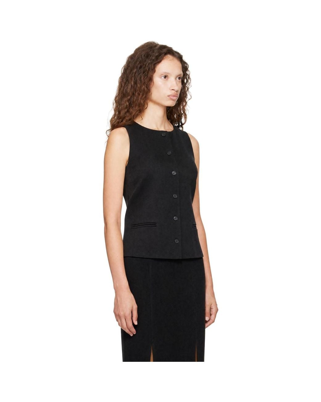 Loulou de Saison Black Jane Buttoned Waistcoat Vest