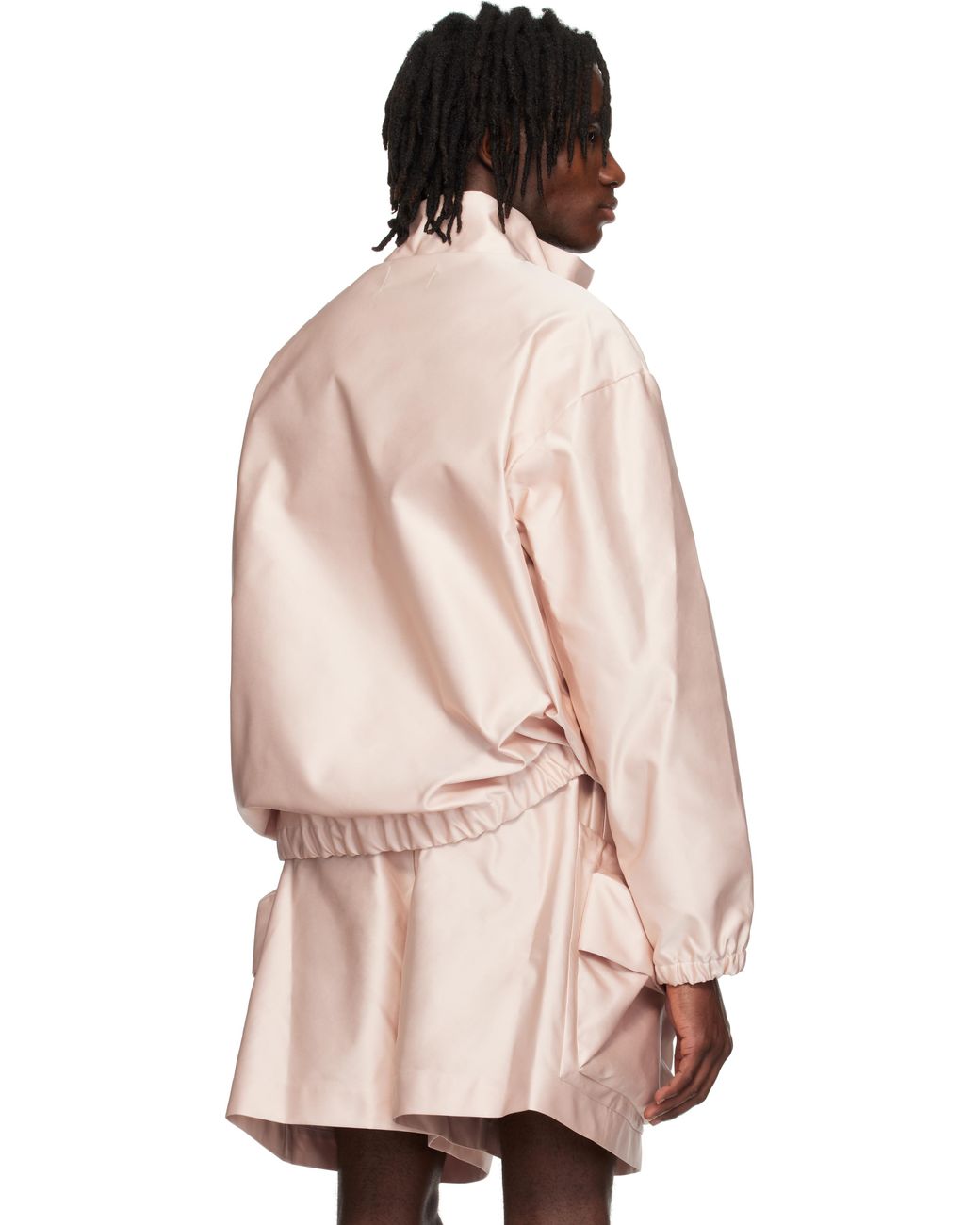 Simone Rocha Drawstring Cargo Flap Pocket Detail Jacket in Pink