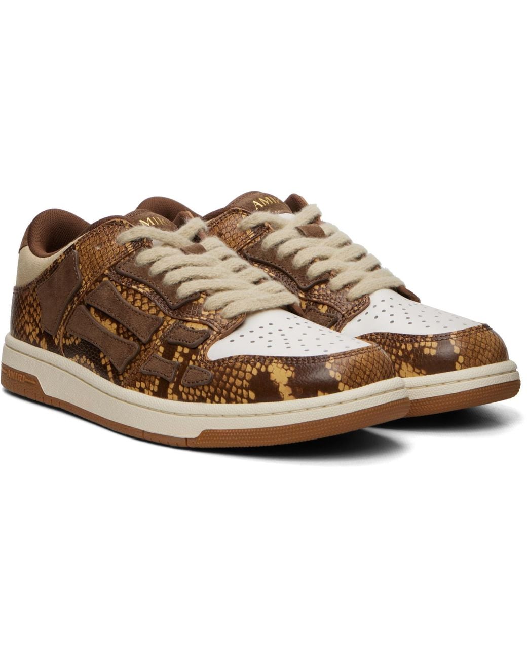 Amiri Brown Printed Python Skel Top Low Sneakers for men