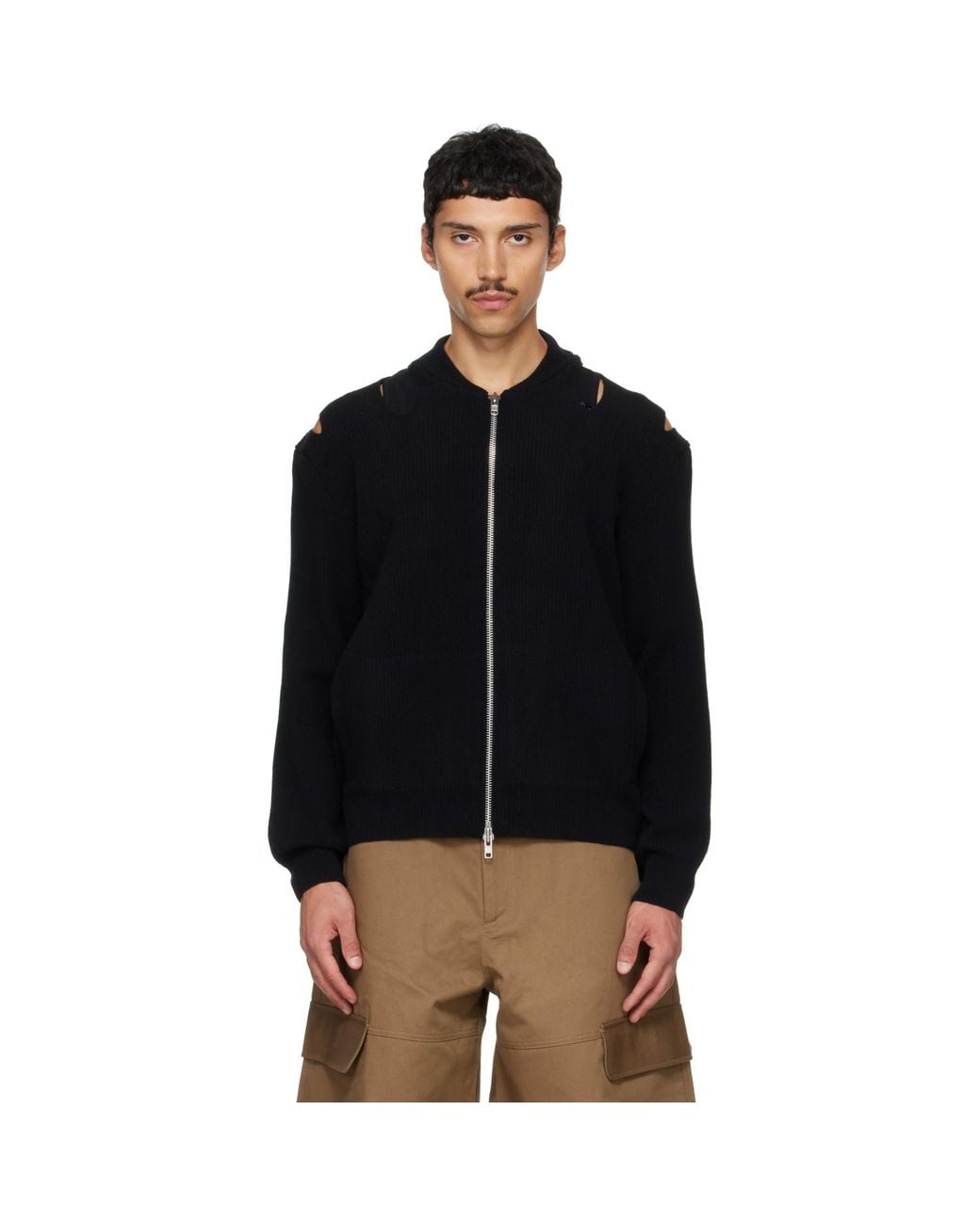 Simone Rocha Black Slash Zip Cardigan for men