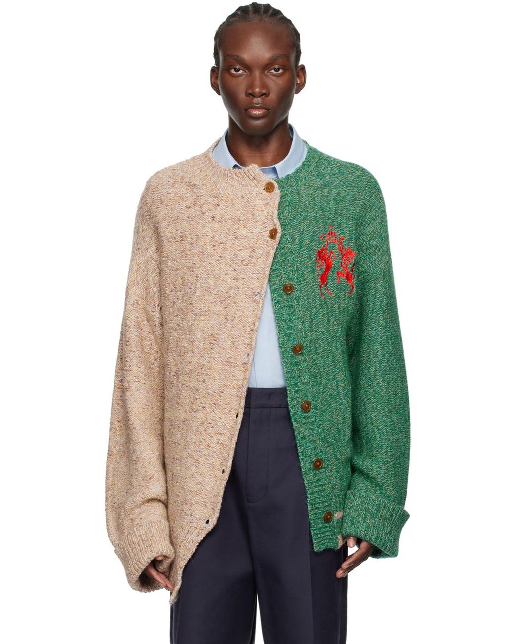 Vivienne Westwood Half & Half Cardigan in Green for Men | Lyst