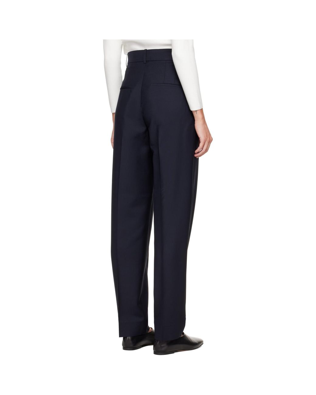 Rohe Blue Daria Single Pleat Tapered Trousers