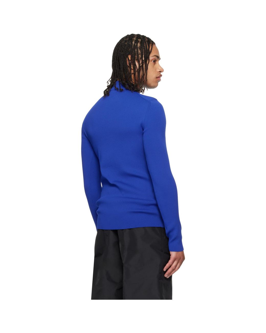 Jil Sander Blue Long Sleeve Mockneck Sweater for men