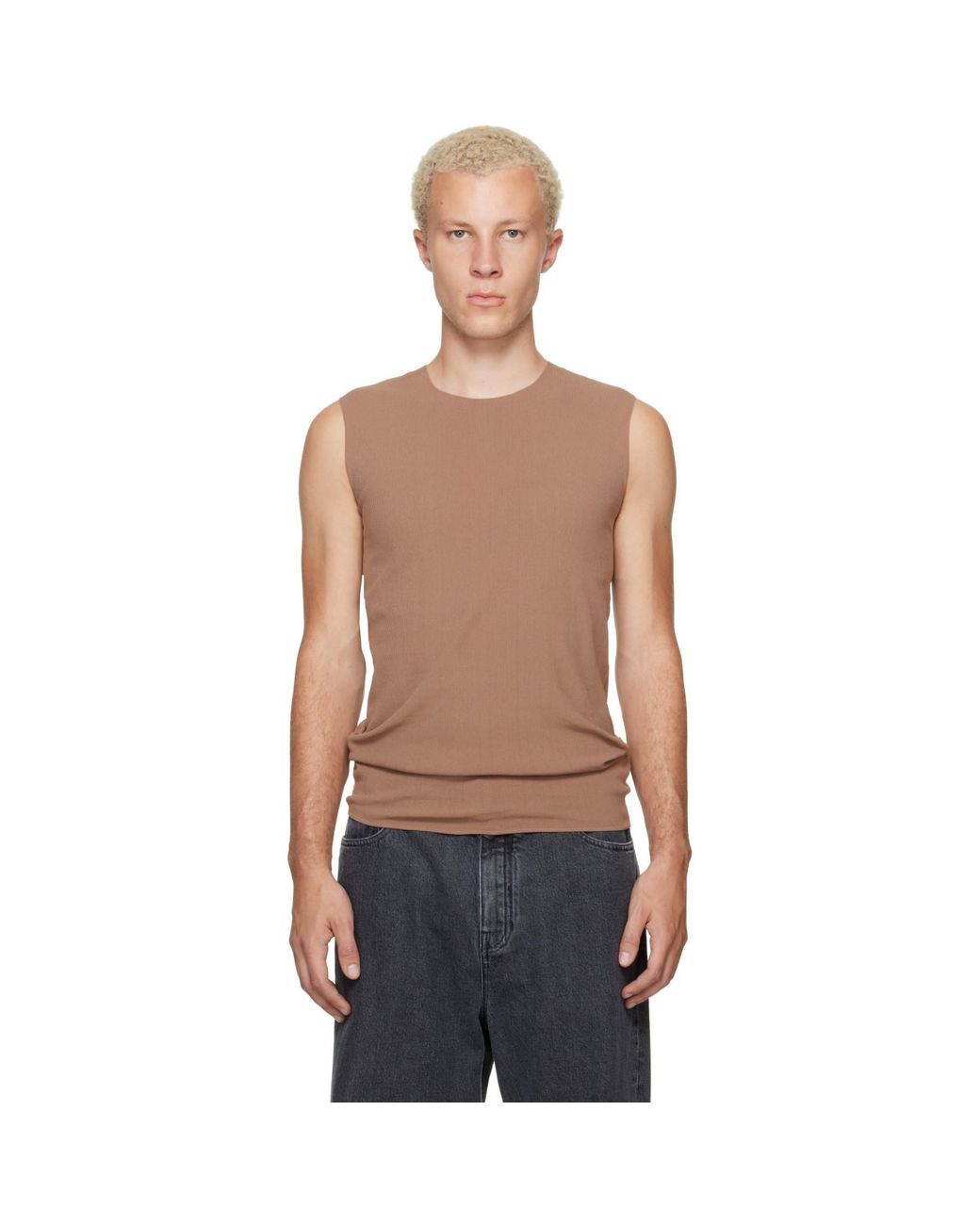 Jil Sander Multicolor Tan Ribbed Tank Top for men