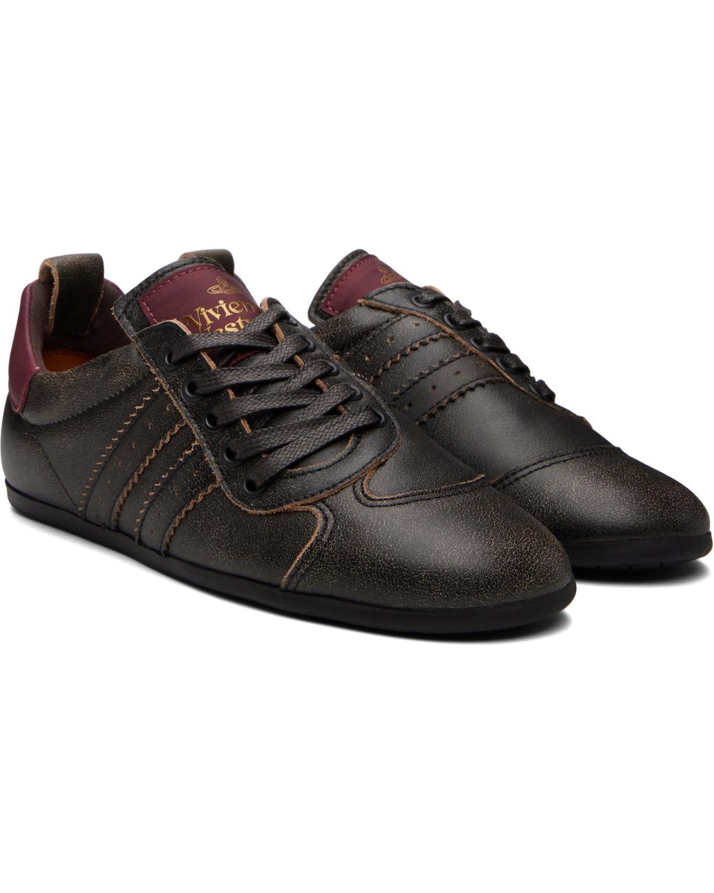 Vivienne Westwood Black Burgundy Drunken Sneakers