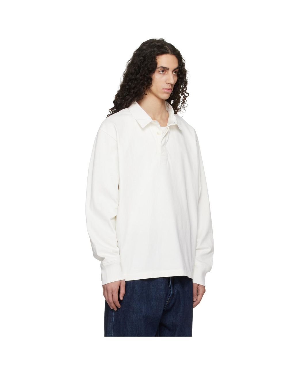 Studio Nicholson White Off- Alyk Jersey Polo for men