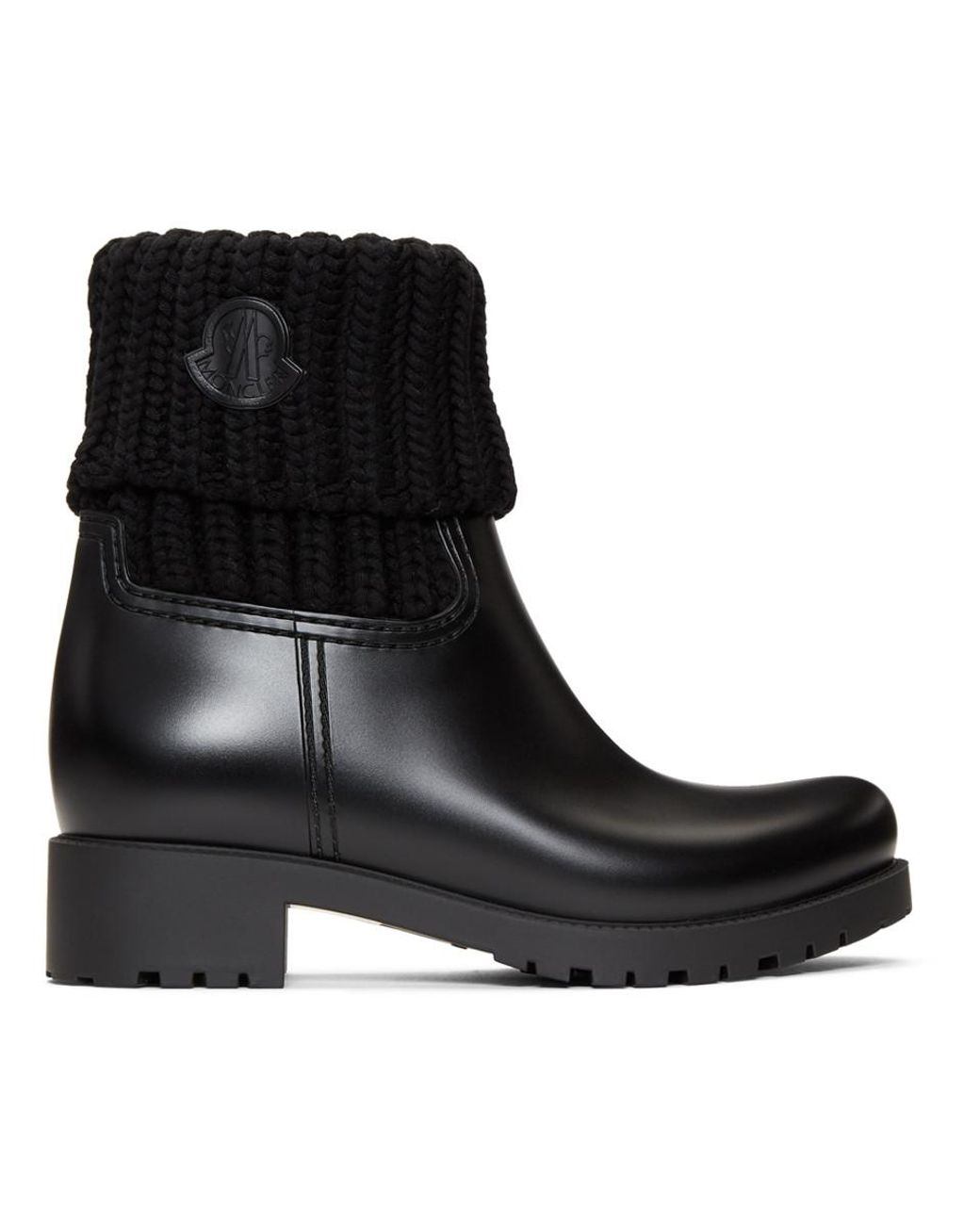 Moncler Ginette Knitted And Rubber Rain Boots in Black - Save 21% - Lyst