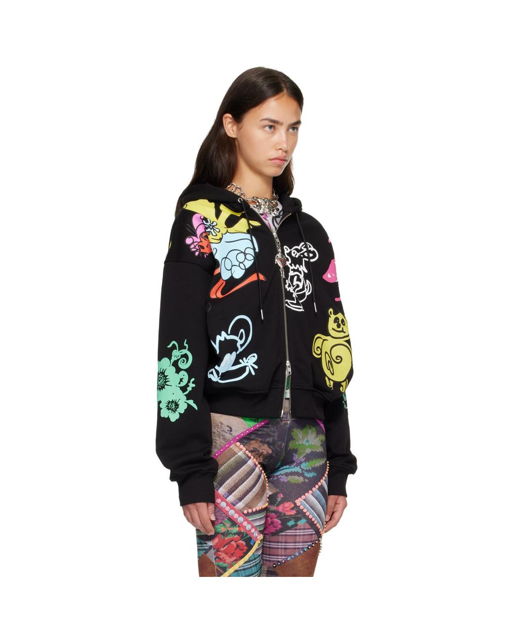 Chopova Lowena Black 'Friends Of Cl' Zip Hoodie
