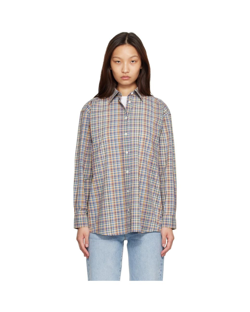 Totême Gray Classic Check Shirt