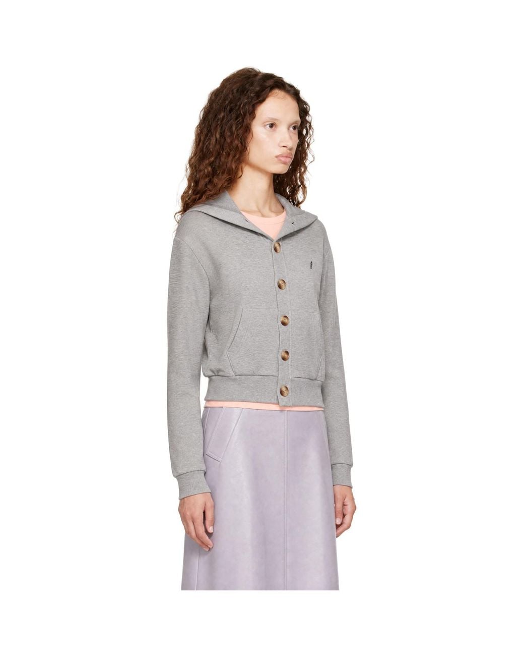 Abra Gray Button Sailor Collar Cardigan