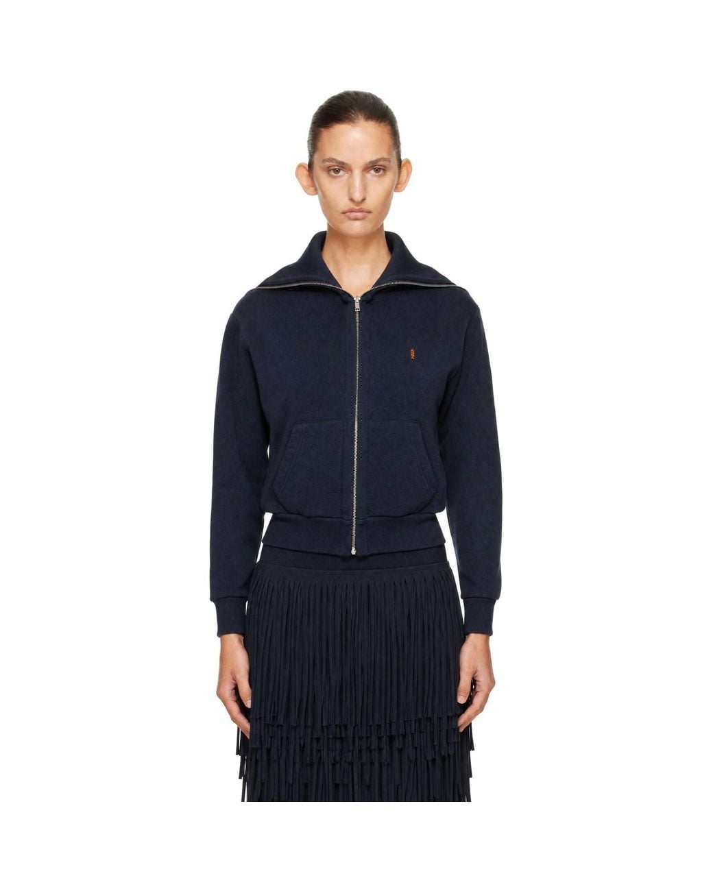 Abra Blue Zipped Up Neck Cardigan
